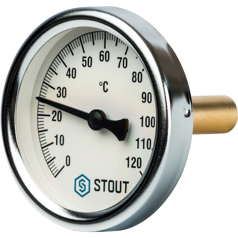 Термометр осевой Stout Dn=100мм G1/2" 0-120°С гильза L=50мм