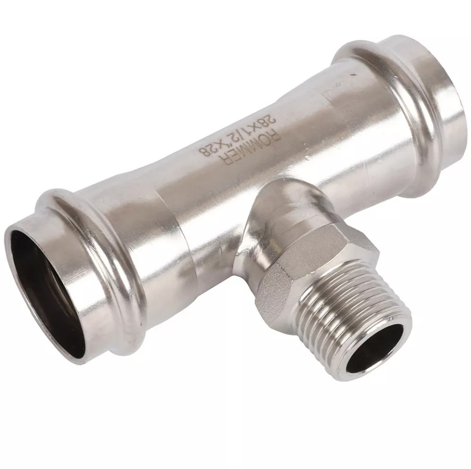 Тройник с резьбой ROMMER НР 28х1/2 нерж/ст пресс