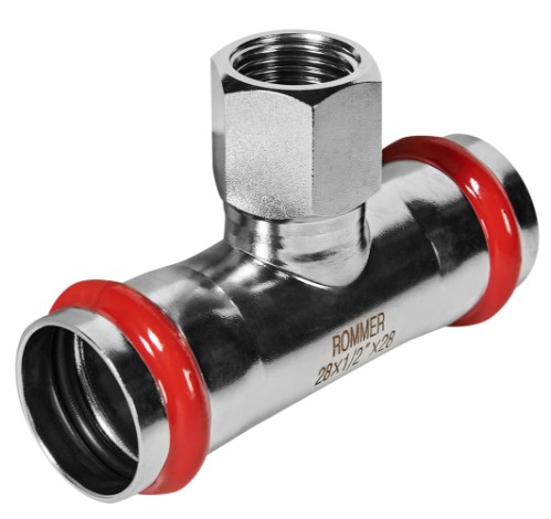 Тройник с резьбой ROMMER ВР 28х1/2 нерж/ст пресс