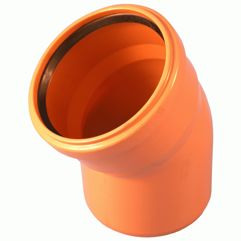 Отвод канализационный (пвх) D110/45° п/п наружный Политек, рыжий