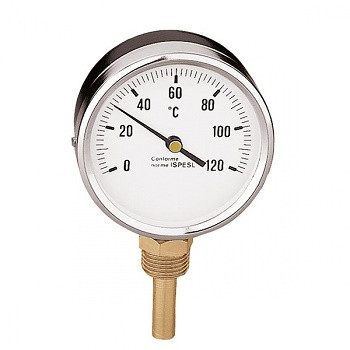Термометр Caleffi 0-120°C, радиальный, 1/2", d=80 мм, гильза 100 мм