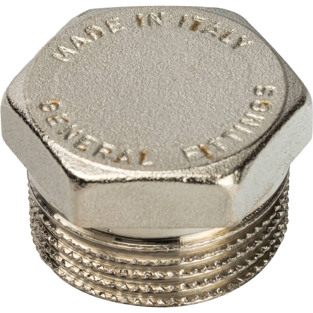 Заглушка латунная Stout 3/8" НР SFT-0025 никелированная