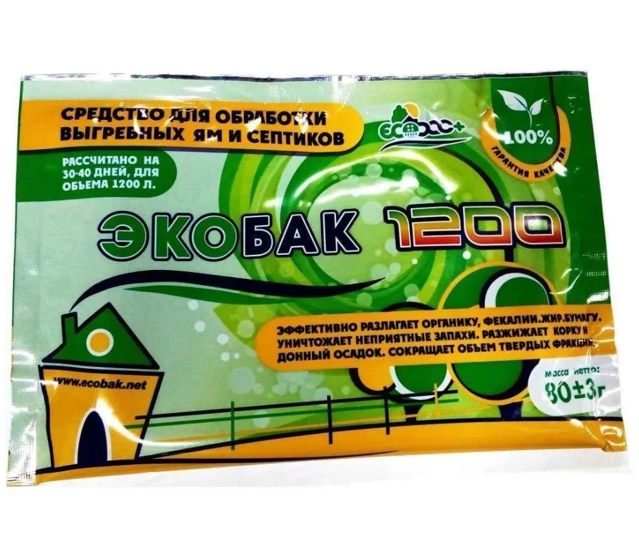 Экобак 1200 (порошок 80г) бактерии для выгребных ям и септиков