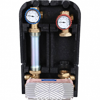 Насосная группа Stout DN25 1" с теплообменником 18п в т/и, без насоса