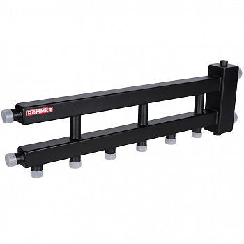 Коллектор (дублер рядный) Rommer Компакт 1 1/4" на 3+1 контур 1" НР с гидро/раздел.