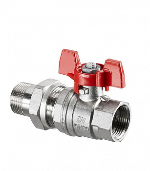 Кран шаровой с американкой Oventrop Optibal 1" ВР/НР, ручка бабочка