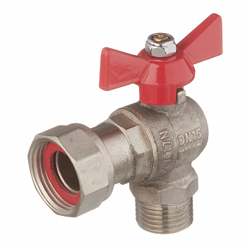 Кран шаровой с накидной гайкой TiM 3/4"-3/4" НР/НГ угловой р/бабочка