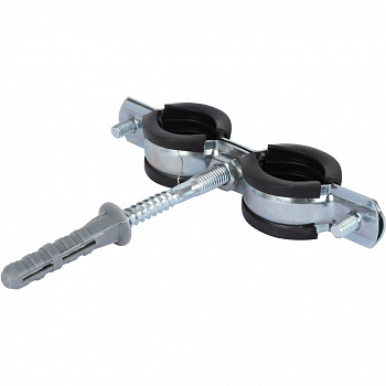 Хомут двойной на шпильке 3/8" (15-19) с рез/уплотнением